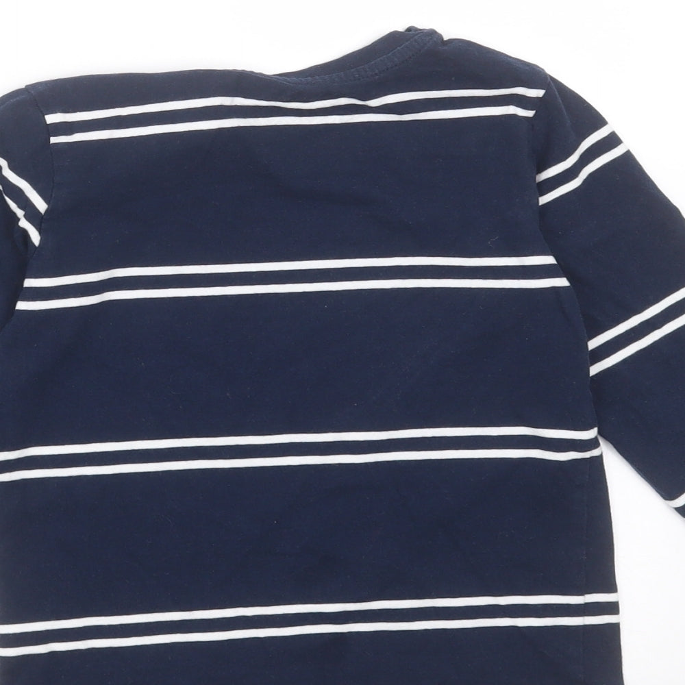 Matalan Boys Blue Striped Cotton Basic T-Shirt Size 6 Years Round Neck