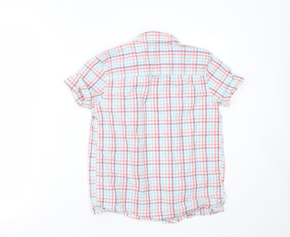 Back view of Next boys’ multicoloured check cotton basic button-up, size 10, years collared button