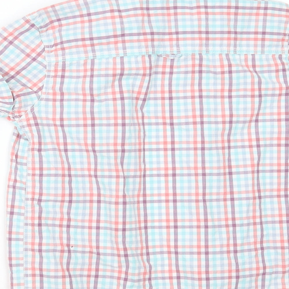 Brand and care label for Next boys’ multicoloured check cotton basic button-up, size 10, years collared button