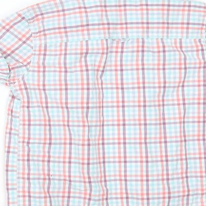 Brand and care label for Next boys’ multicoloured check cotton basic button-up, size 10, years collared button