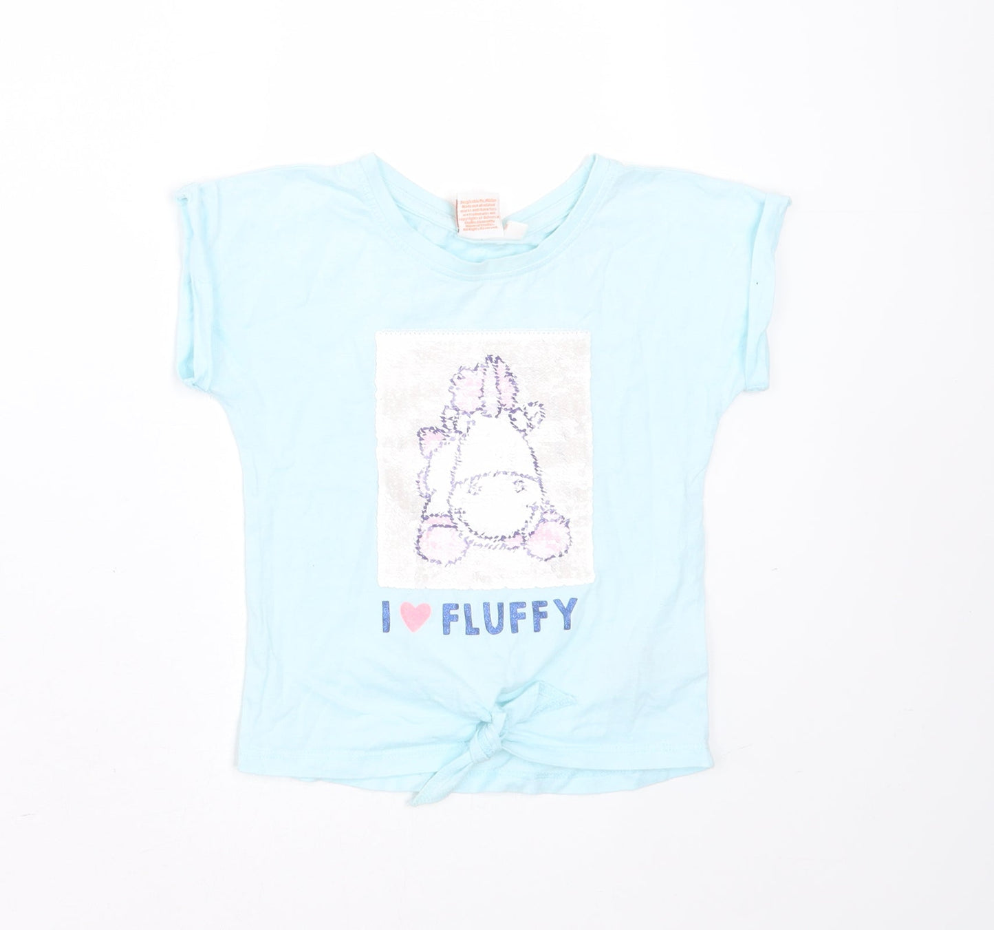 DISPICABLE ME Girls Blue  Cotton Basic T-Shirt Size 4 Years Round Neck  - sequins