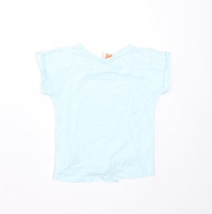 DISPICABLE ME Girls Blue  Cotton Basic T-Shirt Size 4 Years Round Neck  - sequins