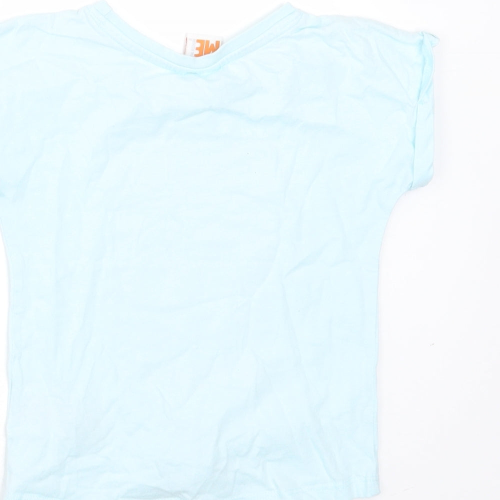 DISPICABLE ME Girls Blue  Cotton Basic T-Shirt Size 4 Years Round Neck  - sequins