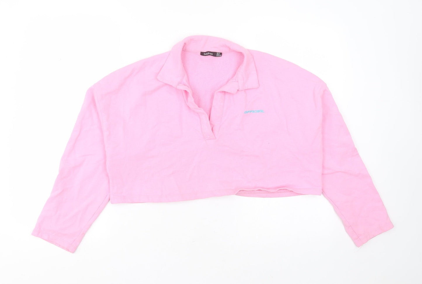 Boohoo Womens Pink  Polyester Pullover Sweatshirt Size 10   - cropped