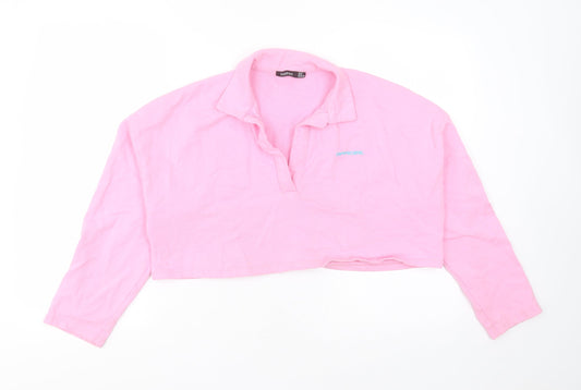 Boohoo Womens Pink  Polyester Pullover Sweatshirt Size 10   - cropped