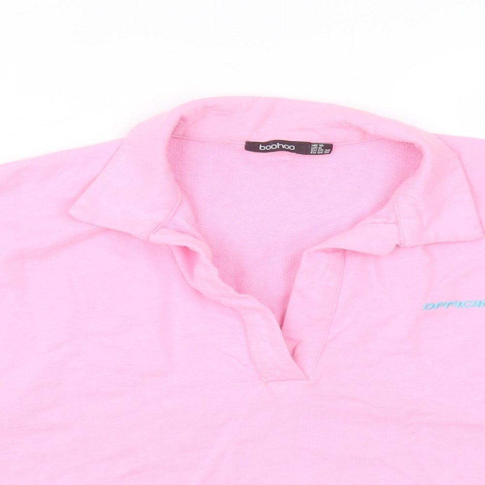 Boohoo Womens Pink  Polyester Pullover Sweatshirt Size 10   - cropped