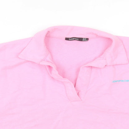 Boohoo Womens Pink  Polyester Pullover Sweatshirt Size 10   - cropped