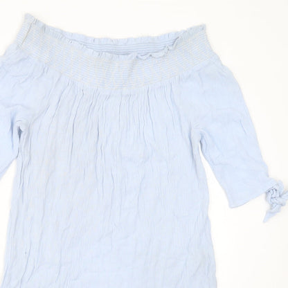 Womens UK Size M New Look Blue Basic Blouse