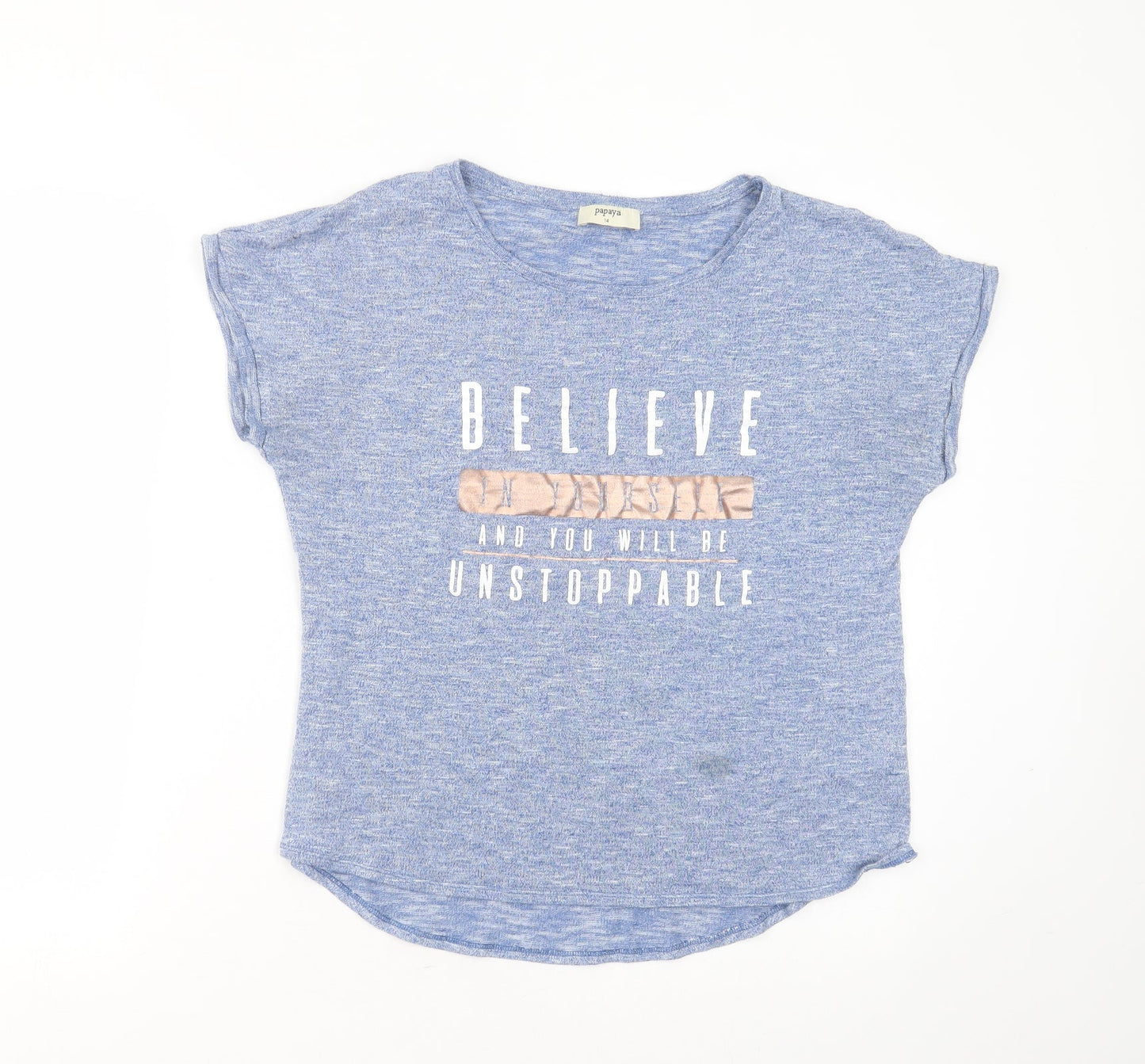 Womens UK Size 14 Papaya Blue Pullover Jumper