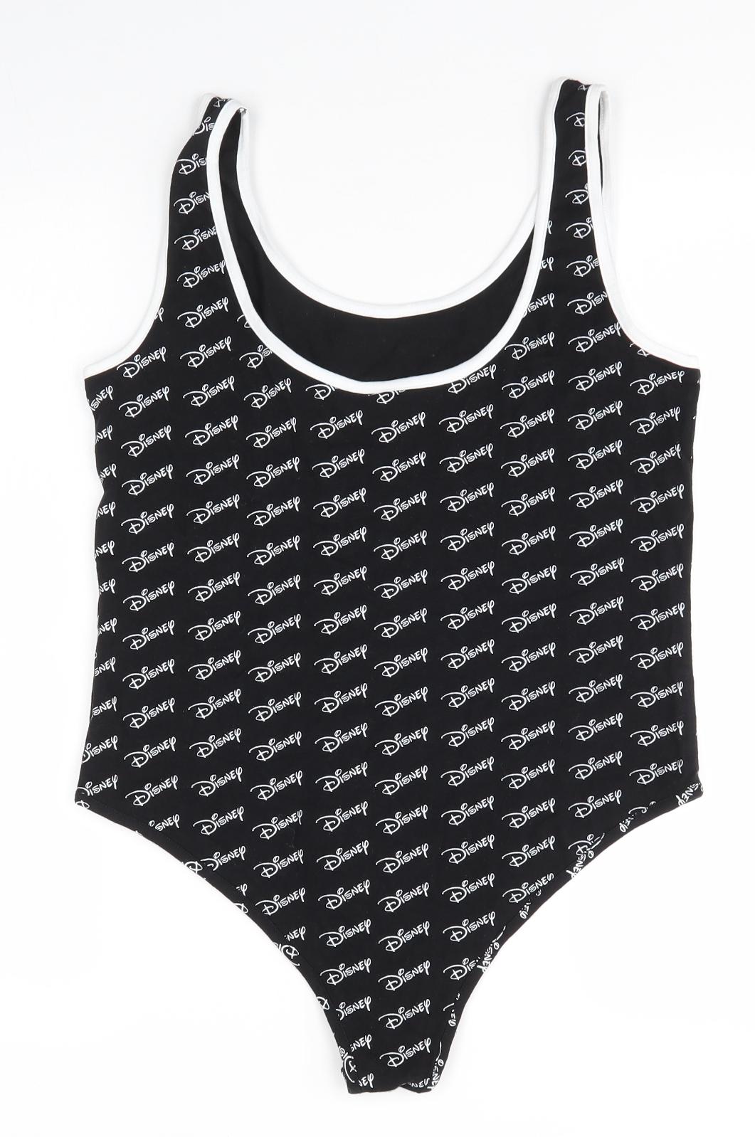 Primark Womens Black  Cotton Bodysuit One-Piece Size M   - Disney