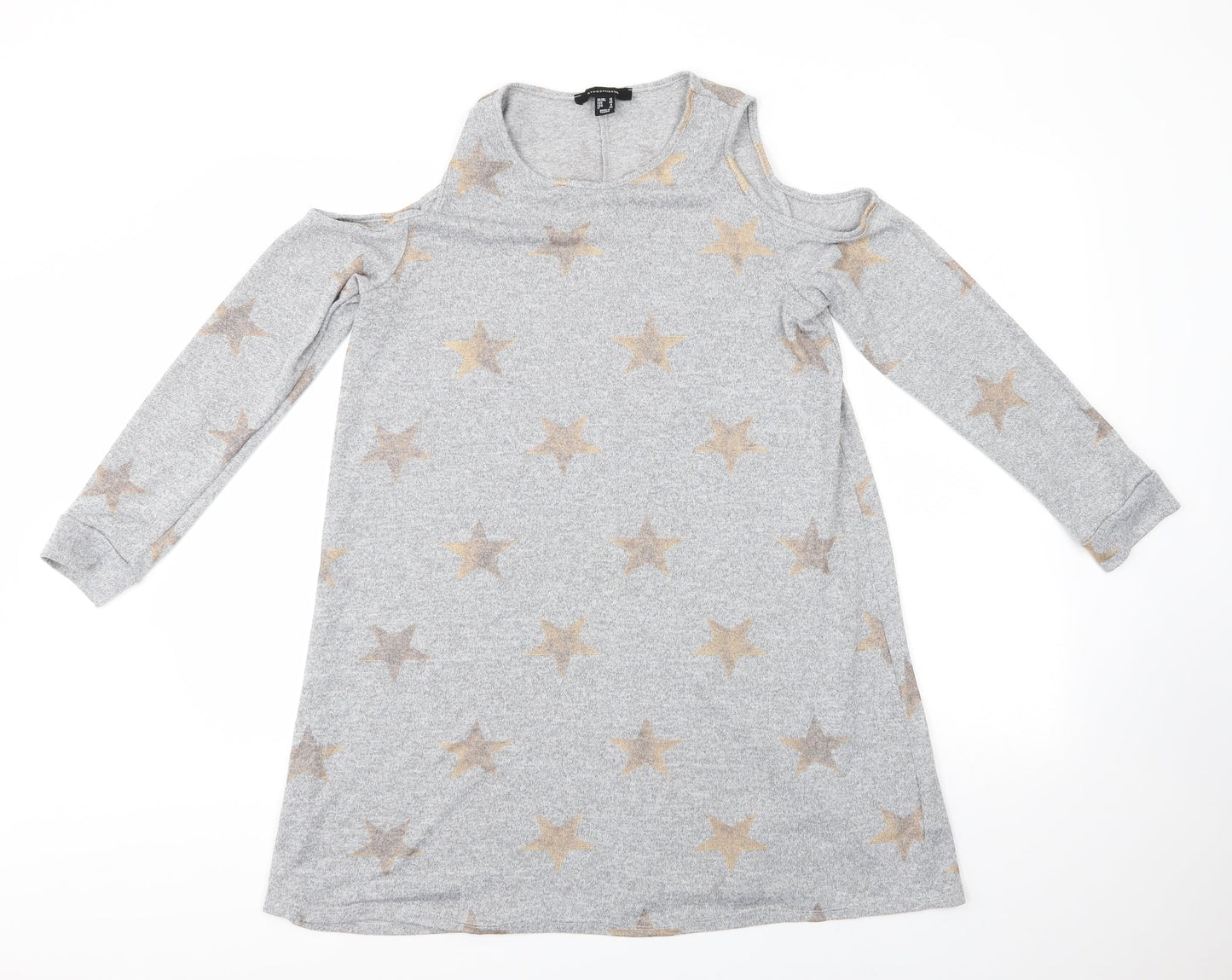 Primark Womens Grey  Polyester Jumper Dress  Size 12  Round Neck