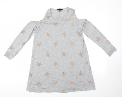 Primark Womens Grey  Polyester Jumper Dress  Size 12  Round Neck