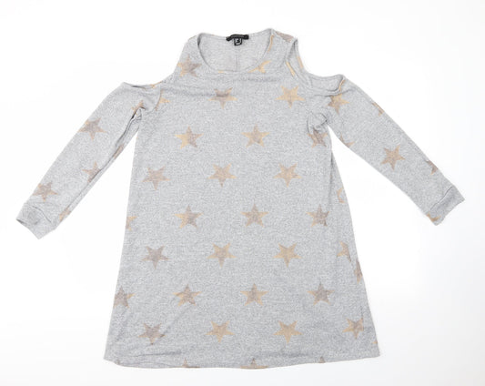 Primark Womens Grey  Polyester Jumper Dress  Size 12  Round Neck