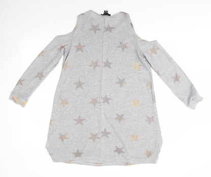 Primark Womens Grey  Polyester Jumper Dress  Size 12  Round Neck