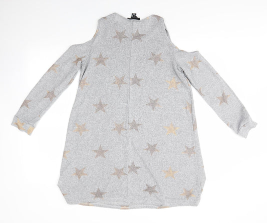 Primark Womens Grey  Polyester Jumper Dress  Size 12  Round Neck