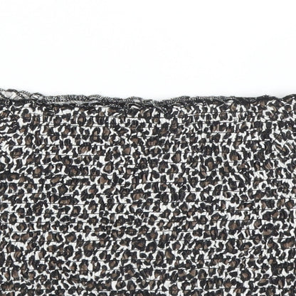 Primark Girls Beige Animal Print Polyester Cropped Blouse Size 9-10 Years Off the Shoulder  - Leopard print