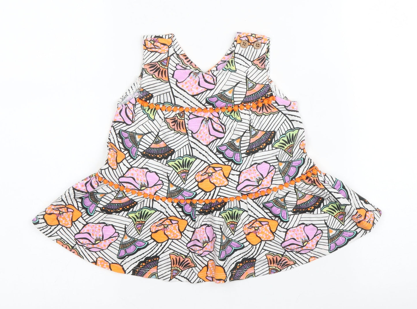 NEXT Girls Pink Floral Cotton A-Line  Size 6-9 Months  V-Neck