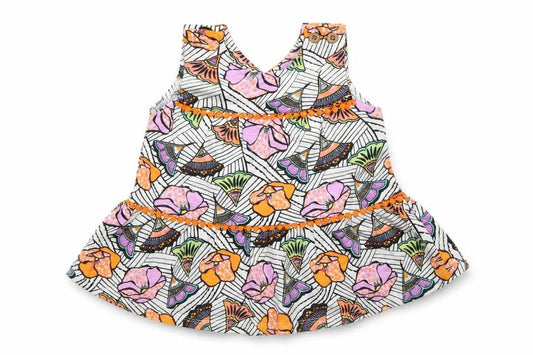 NEXT Girls Pink Floral Cotton A-Line  Size 6-9 Months  V-Neck