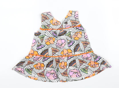 NEXT Girls Pink Floral Cotton A-Line  Size 6-9 Months  V-Neck