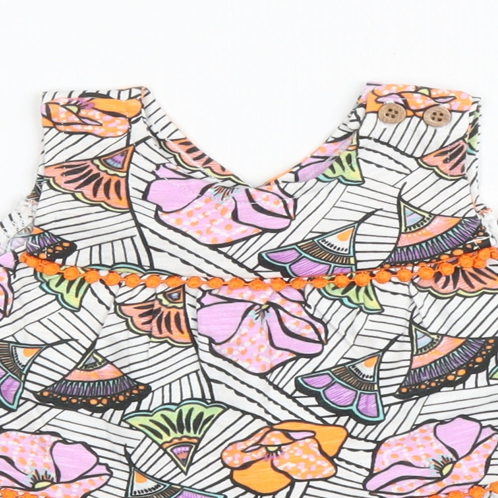 NEXT Girls Pink Floral Cotton A-Line  Size 6-9 Months  V-Neck