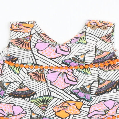 NEXT Girls Pink Floral Cotton A-Line  Size 6-9 Months  V-Neck