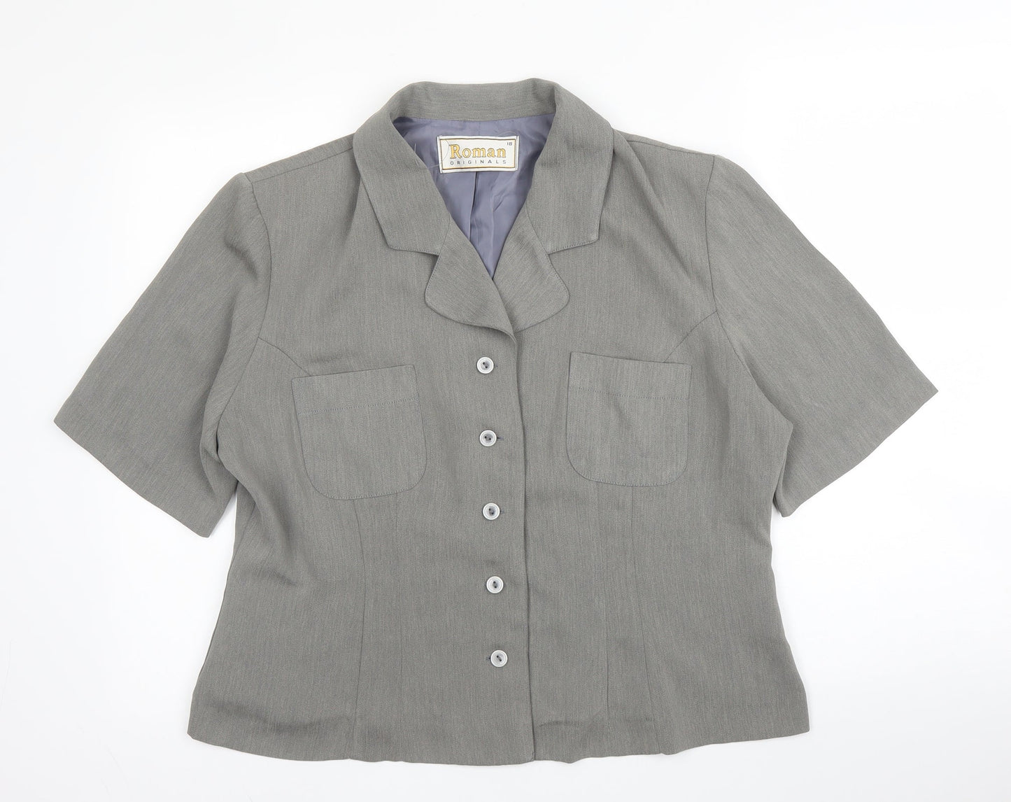 Roman Womens Grey  Polyester Jacket Blazer Size 18