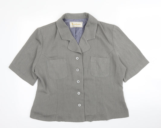 Roman Womens Grey  Polyester Jacket Blazer Size 18