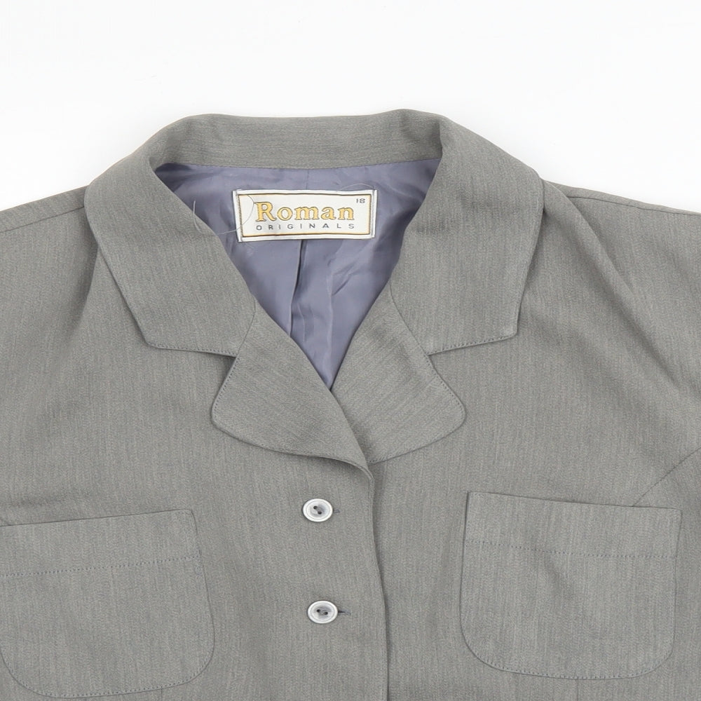 Roman Womens Grey  Polyester Jacket Blazer Size 18
