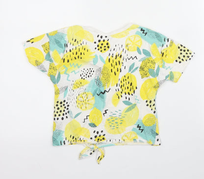 TU Girls Yellow  Cotton Cropped T-Shirt Size 6 Years Round Neck