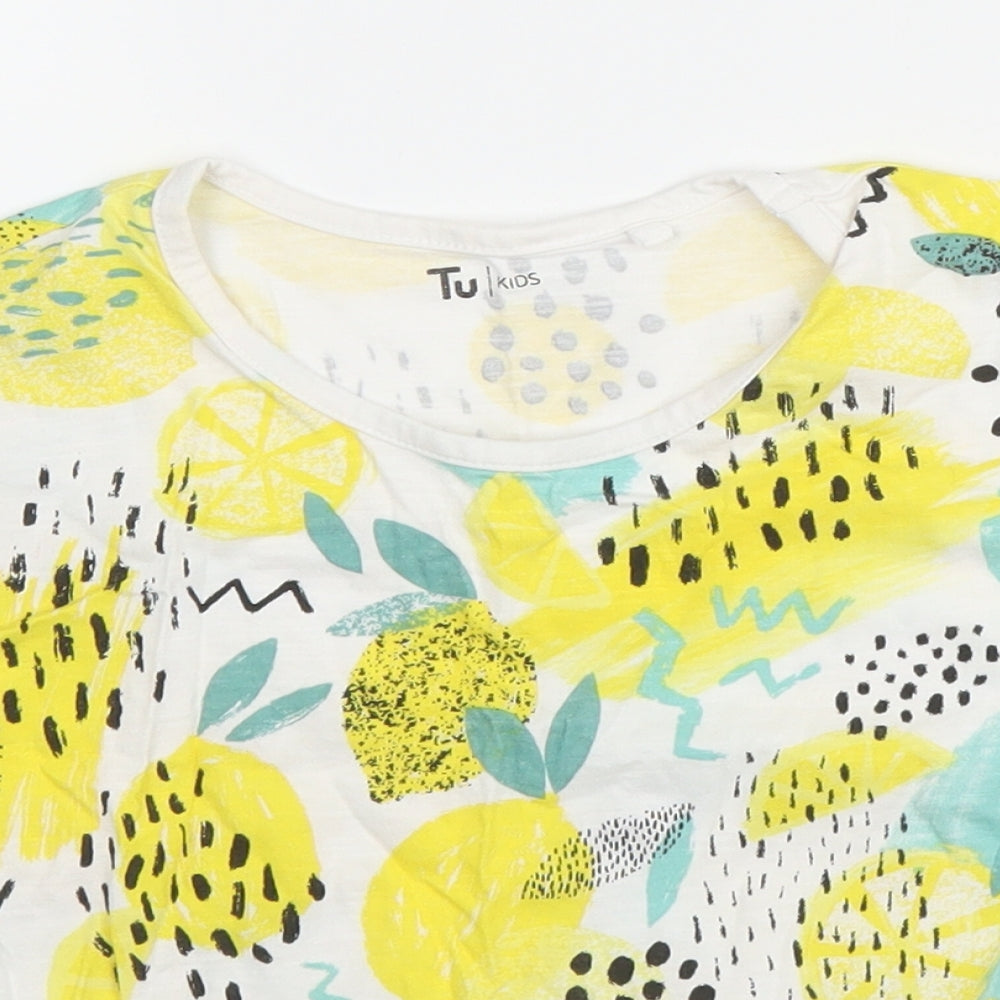 TU Girls Yellow  Cotton Cropped T-Shirt Size 6 Years Round Neck