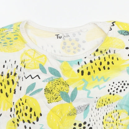 TU Girls Yellow  Cotton Cropped T-Shirt Size 6 Years Round Neck