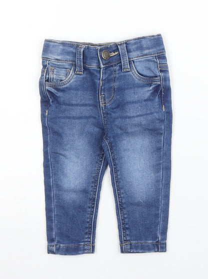 Primark Girls Blue  Cotton Capri Jeans Size 3-6 Months  Snap