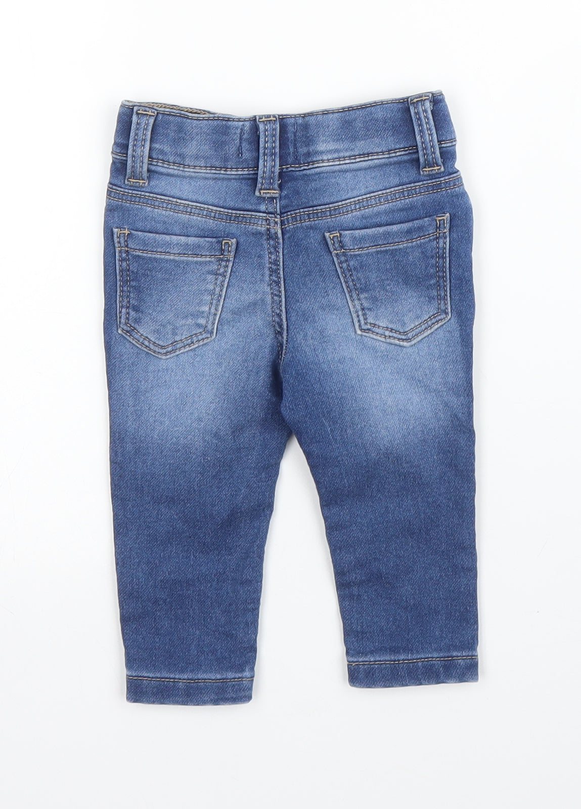 Primark Girls Blue  Cotton Capri Jeans Size 3-6 Months  Snap