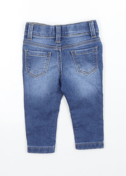Primark Girls Blue  Cotton Capri Jeans Size 3-6 Months  Snap