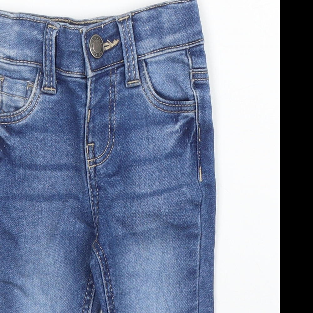 Primark Girls Blue  Cotton Capri Jeans Size 3-6 Months  Snap
