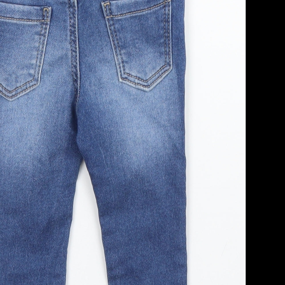Primark Girls Blue  Cotton Capri Jeans Size 3-6 Months  Snap