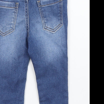 Primark Girls Blue  Cotton Capri Jeans Size 3-6 Months  Snap