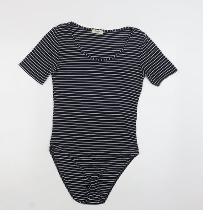Papaya Womens Blue Striped Viscose Bodysuit One-Piece Size 12  Snap