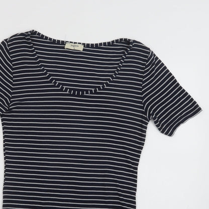 Papaya Womens Blue Striped Viscose Bodysuit One-Piece Size 12  Snap