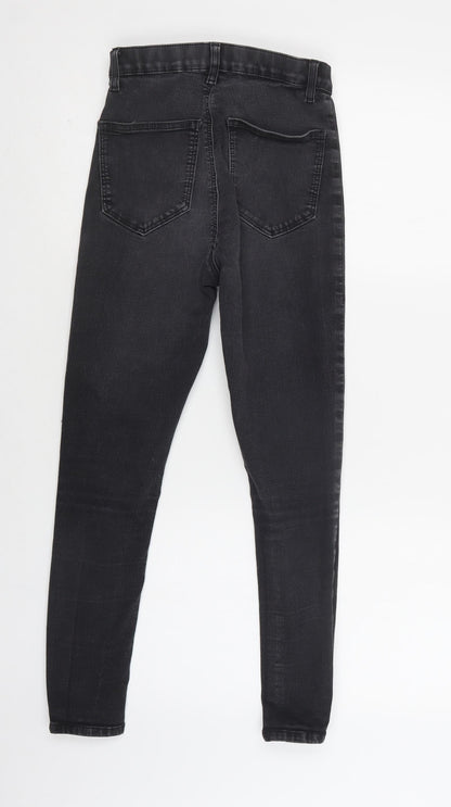 Topshop Womens Black  Cotton Skinny Jeans Size 28 L30 in Regular Button