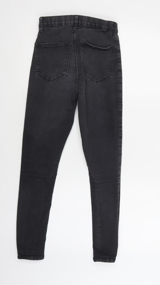 Topshop Womens Black  Cotton Skinny Jeans Size 28 L30 in Regular Button