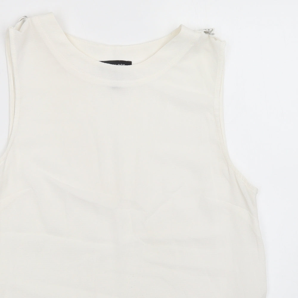Womens UK Size 10 New Look White Basic Blouse