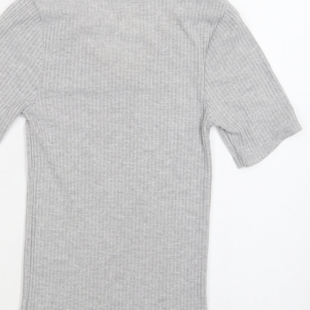 Brand and care label for Matalan women’s grey solid polyester top pyjama top, size UK 8, - lace detail