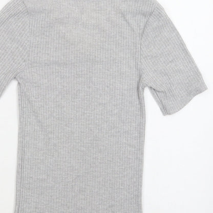Brand and care label for Matalan women’s grey solid polyester top pyjama top, size UK 8, - lace detail