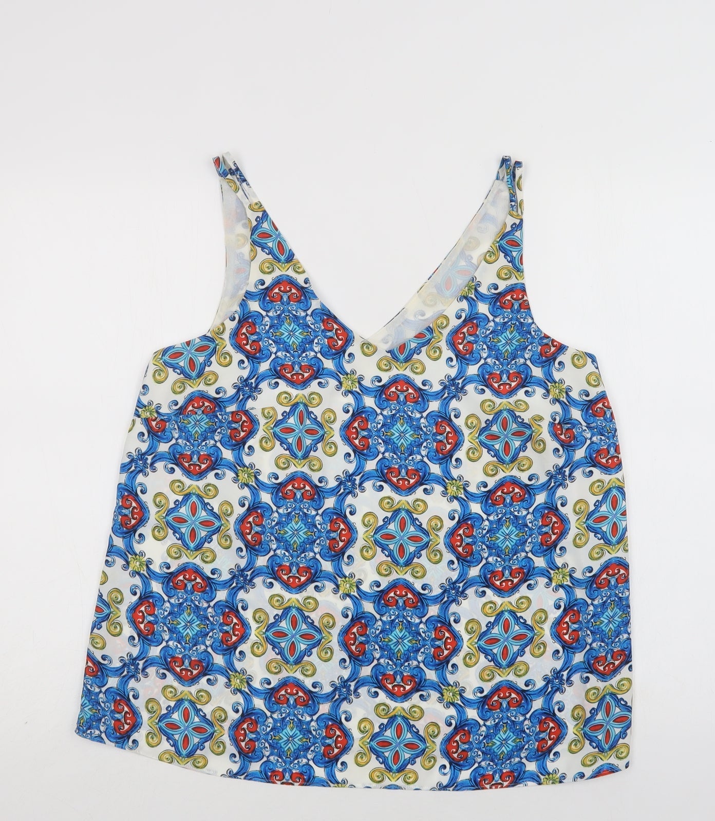 Papaya Womens Black Paisley Polyester Camisole Blouse Size 12 V-Neck