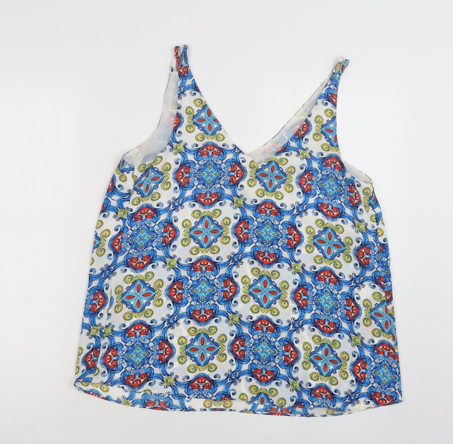 Papaya Womens Black Paisley Polyester Camisole Blouse Size 12 V-Neck