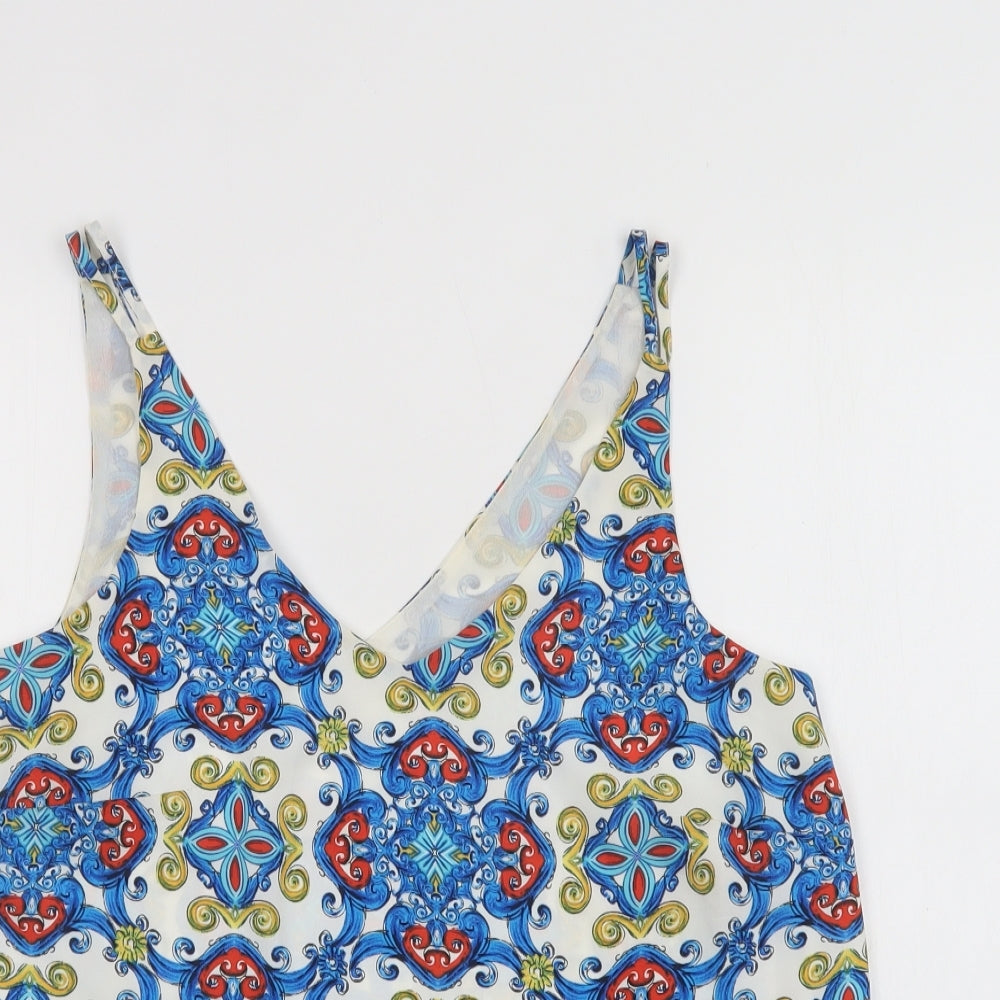 Papaya Womens Black Paisley Polyester Camisole Blouse Size 12 V-Neck