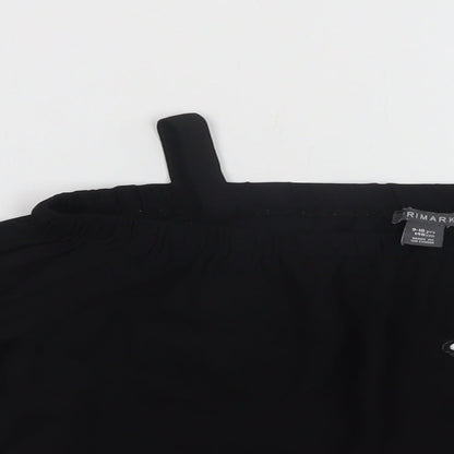 Close-up detail of Primark girls’ black polyester basic blouse, size 9-10, years off the shoulder