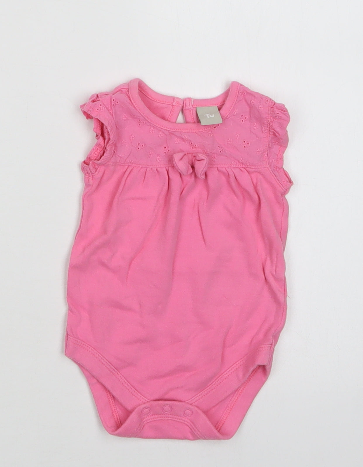 TU Baby Pink  Cotton Romper One-Piece Size 0-3 Months  Snap