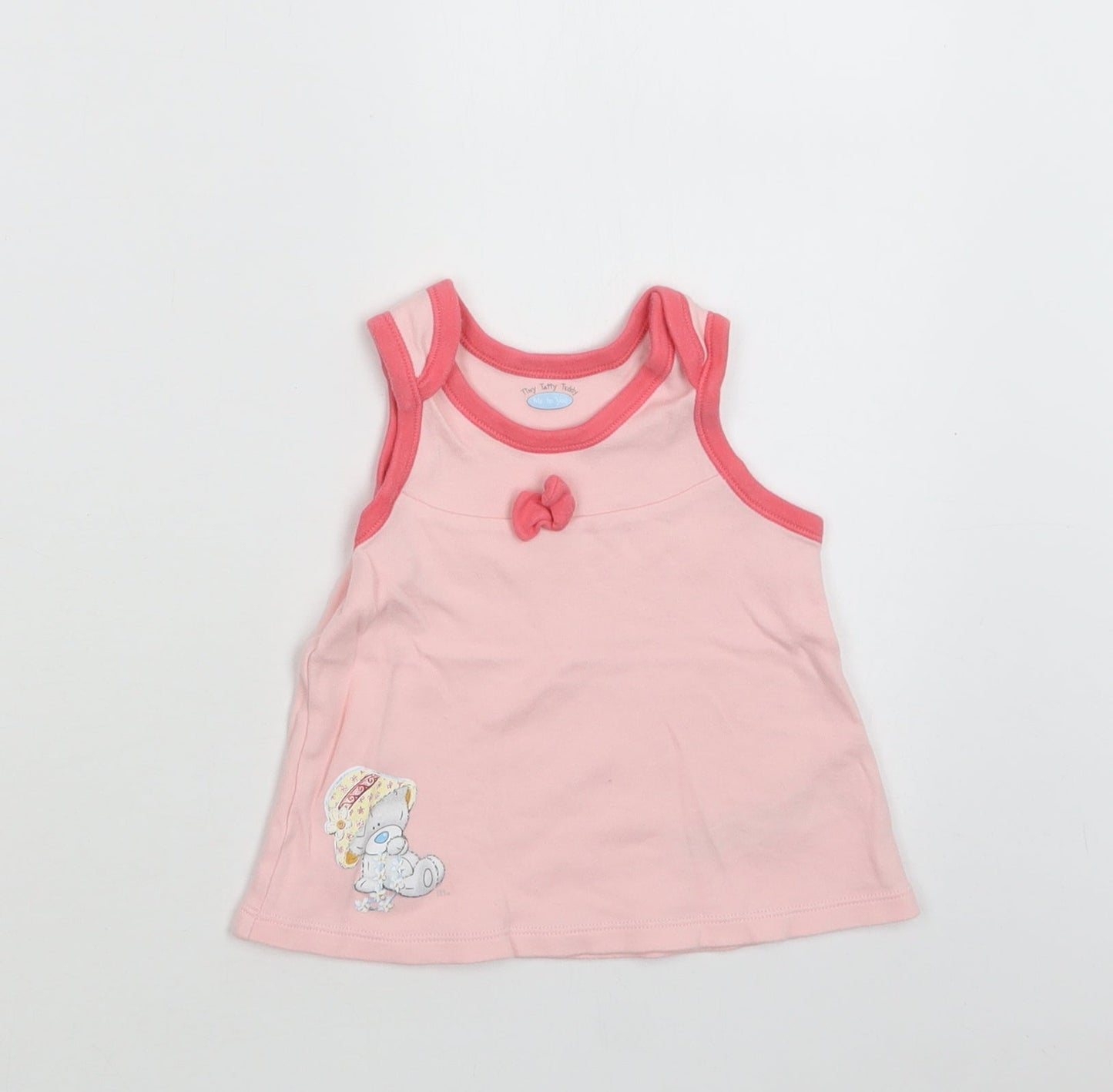 M&S Baby Pink  Cotton A-Line  Size 0-3 Months  Crew Neck  - Teddy Bear